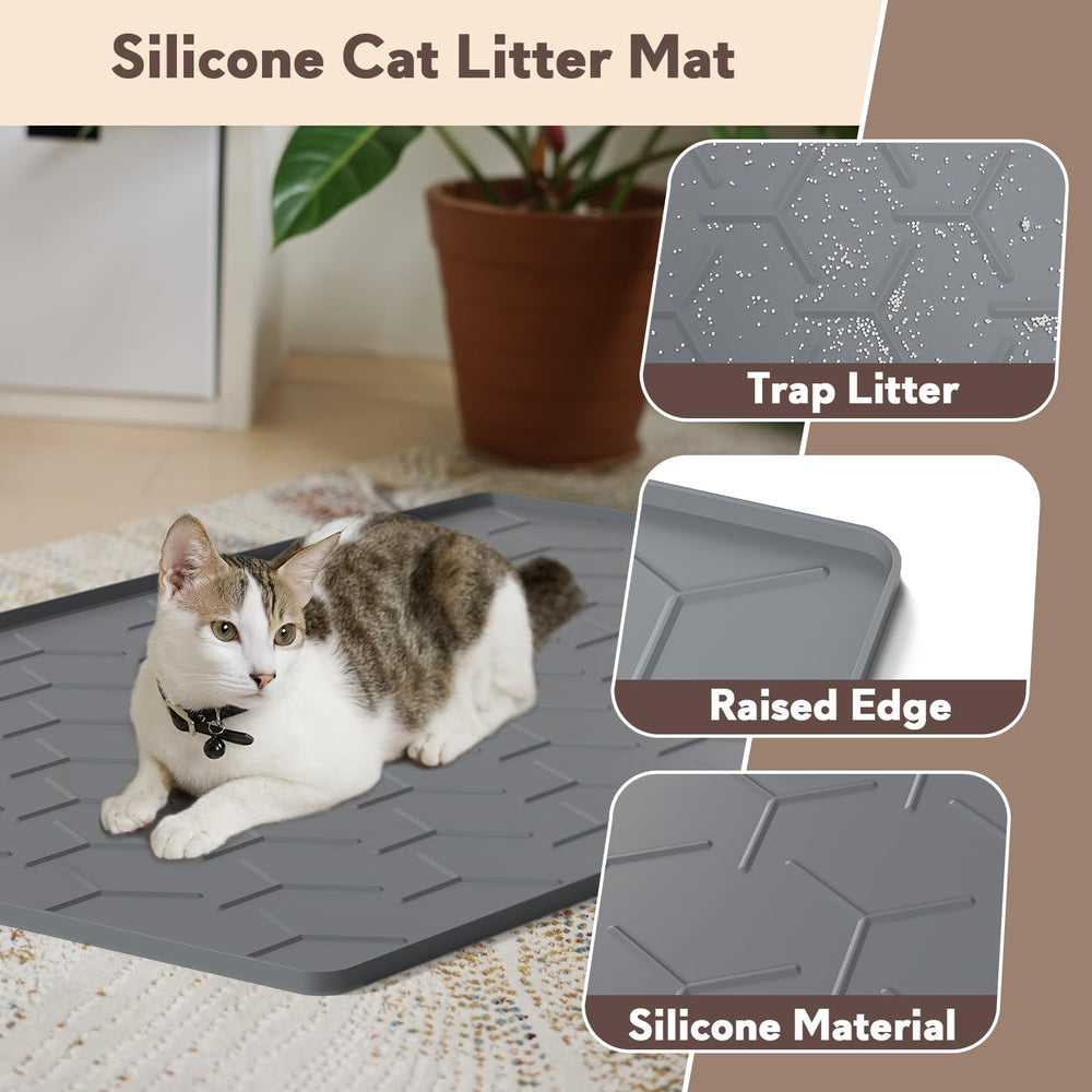Garoopion tapete silicona para arena de gato resistente y duradero, suave para las patas.