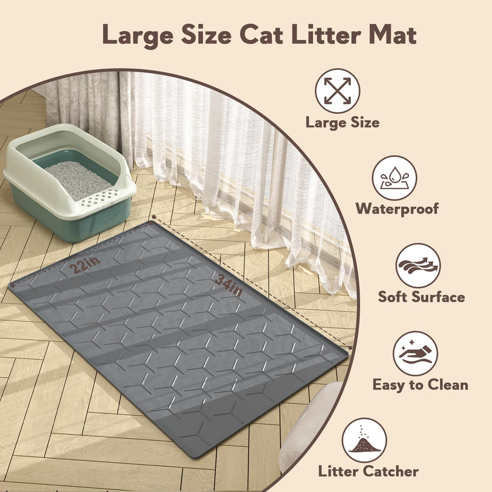 Garoopion tapete de uso múltiple para arena y comida, ideal para hogares con gatos.