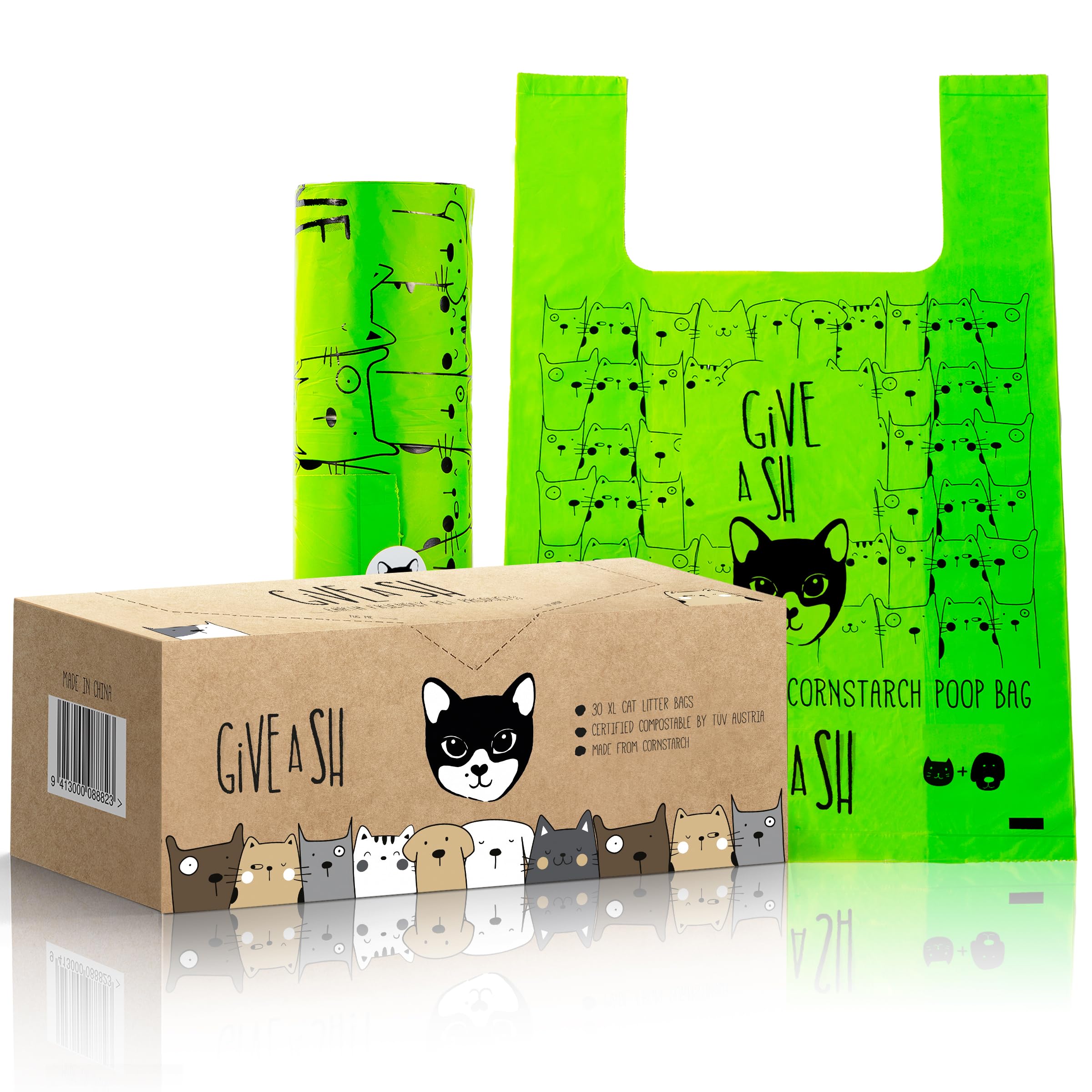 G.A.S bolsas para gato compostables en caja, lista para uso diario.