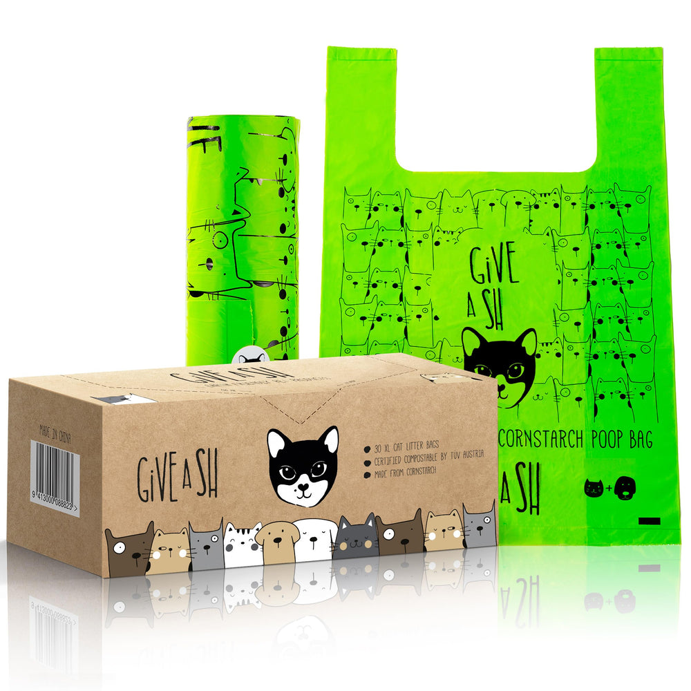 G.A.S bolsas para gato compostables en caja, lista para uso diario.