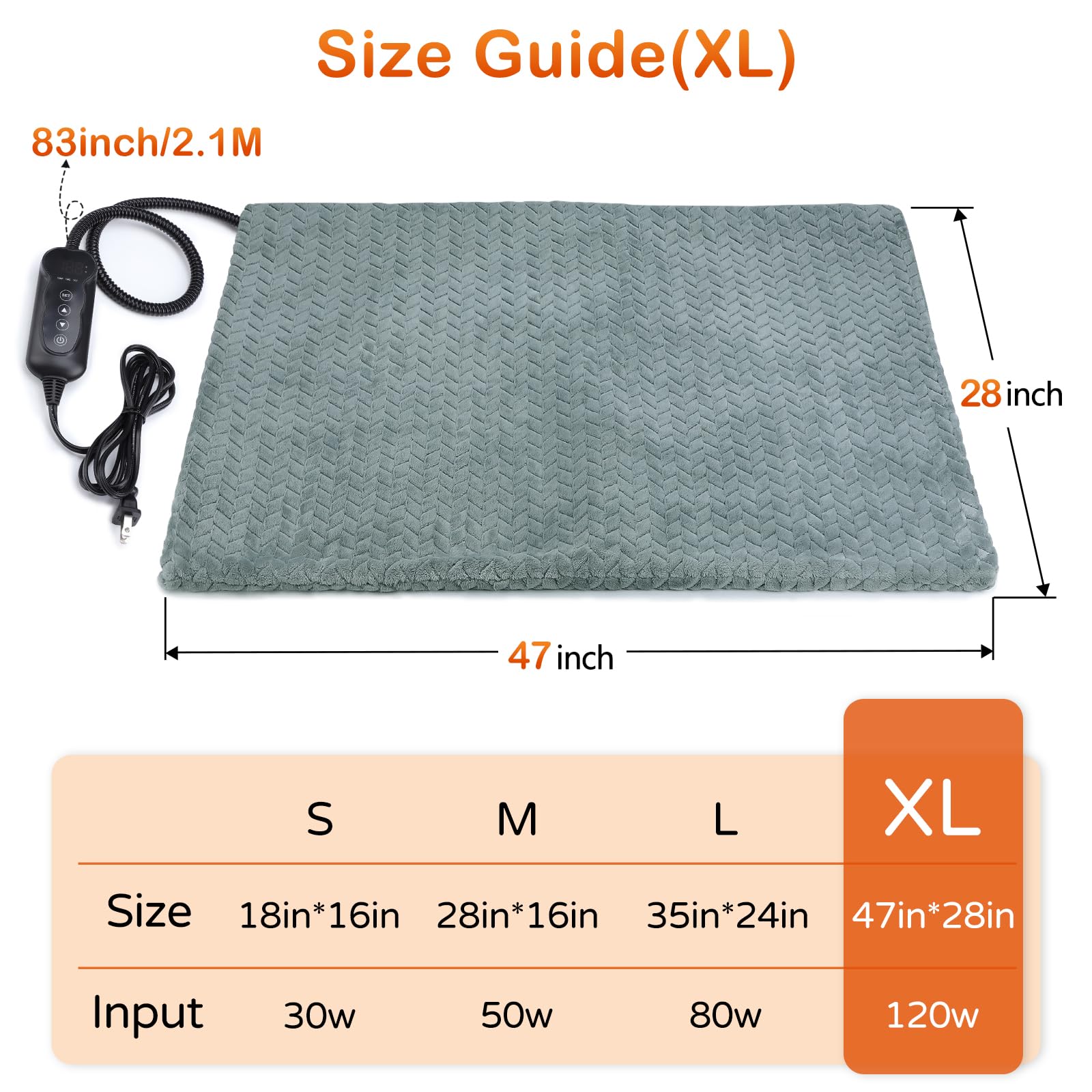 Dimensiones 47x28 pulgadas GASUR, cama amplia para mascotas grandes.