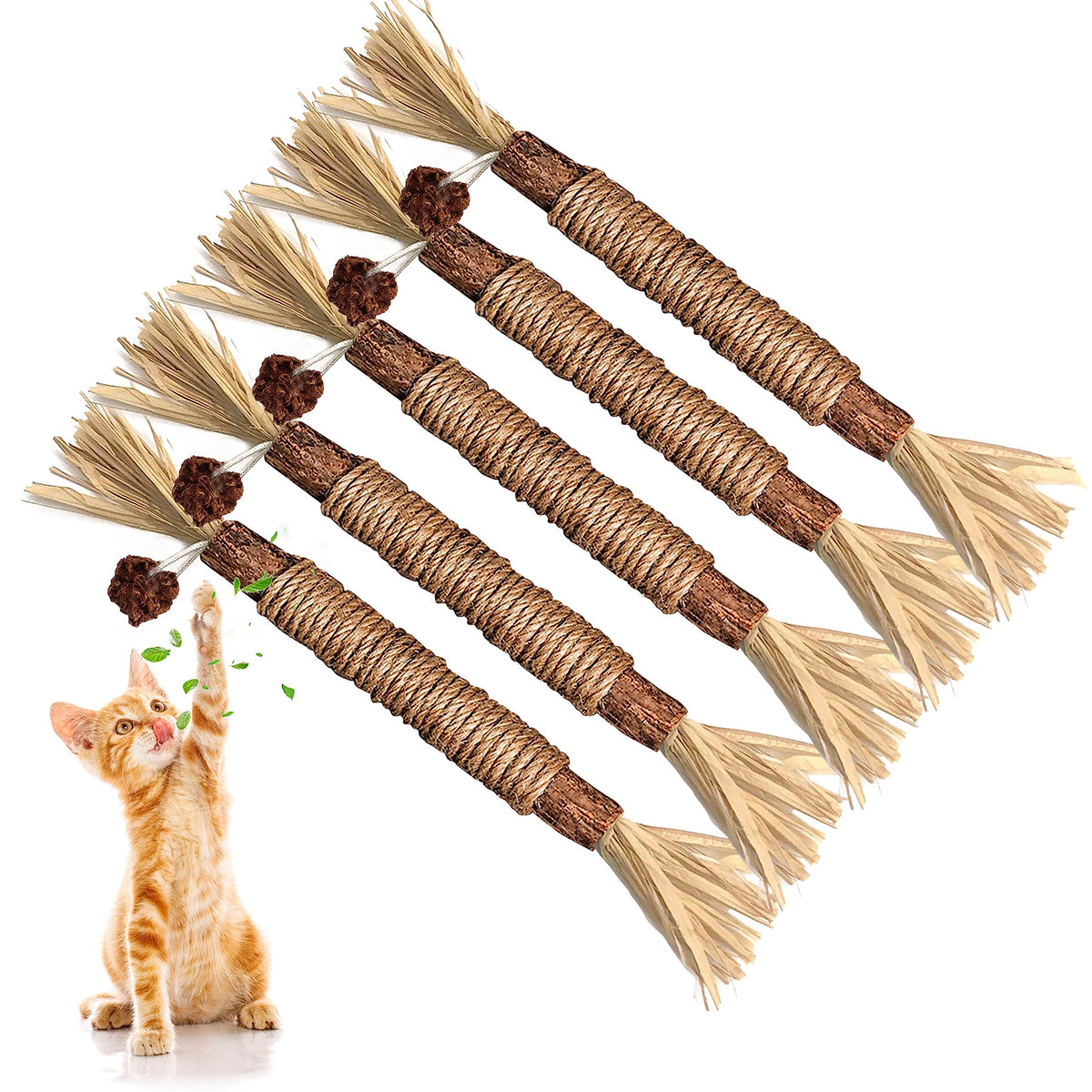 GBSYU palitos de silvervine para gatos, estimulan masticación y exploración.