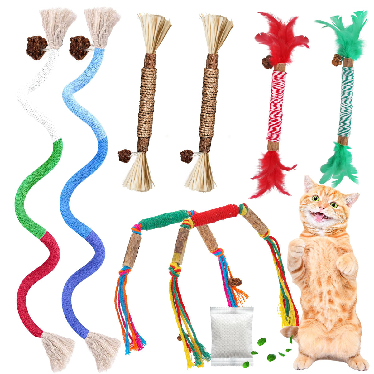 GBSYU palitos silvervine para gatos, estímulo lúdico y cuidado suave de dientes