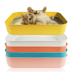 GCVOPTON caja de arena para gatito rosa, diseño compacto y fácil de limpiar