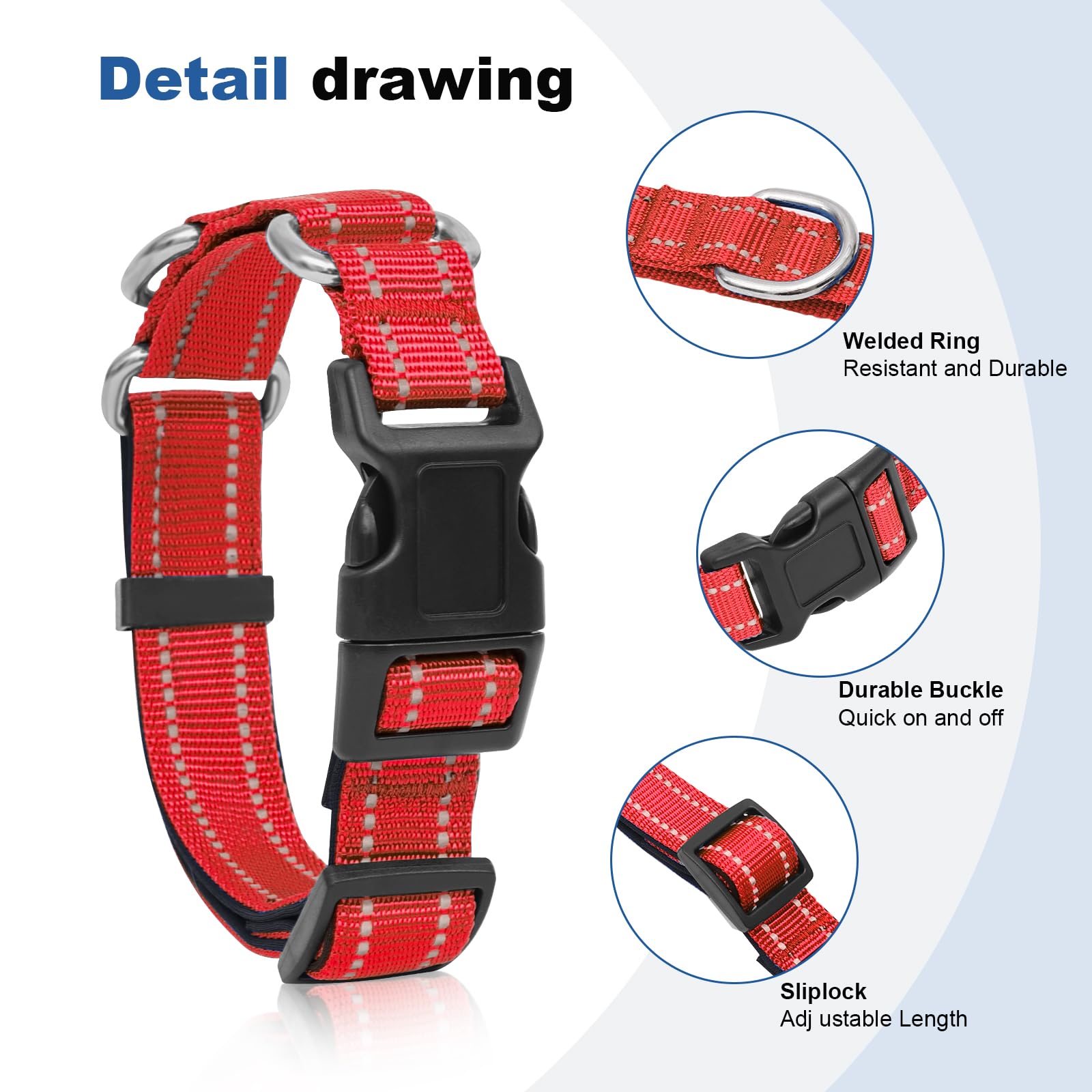 GDLKPS collar martingale reflectante, ideal para uso diario y caminatas.