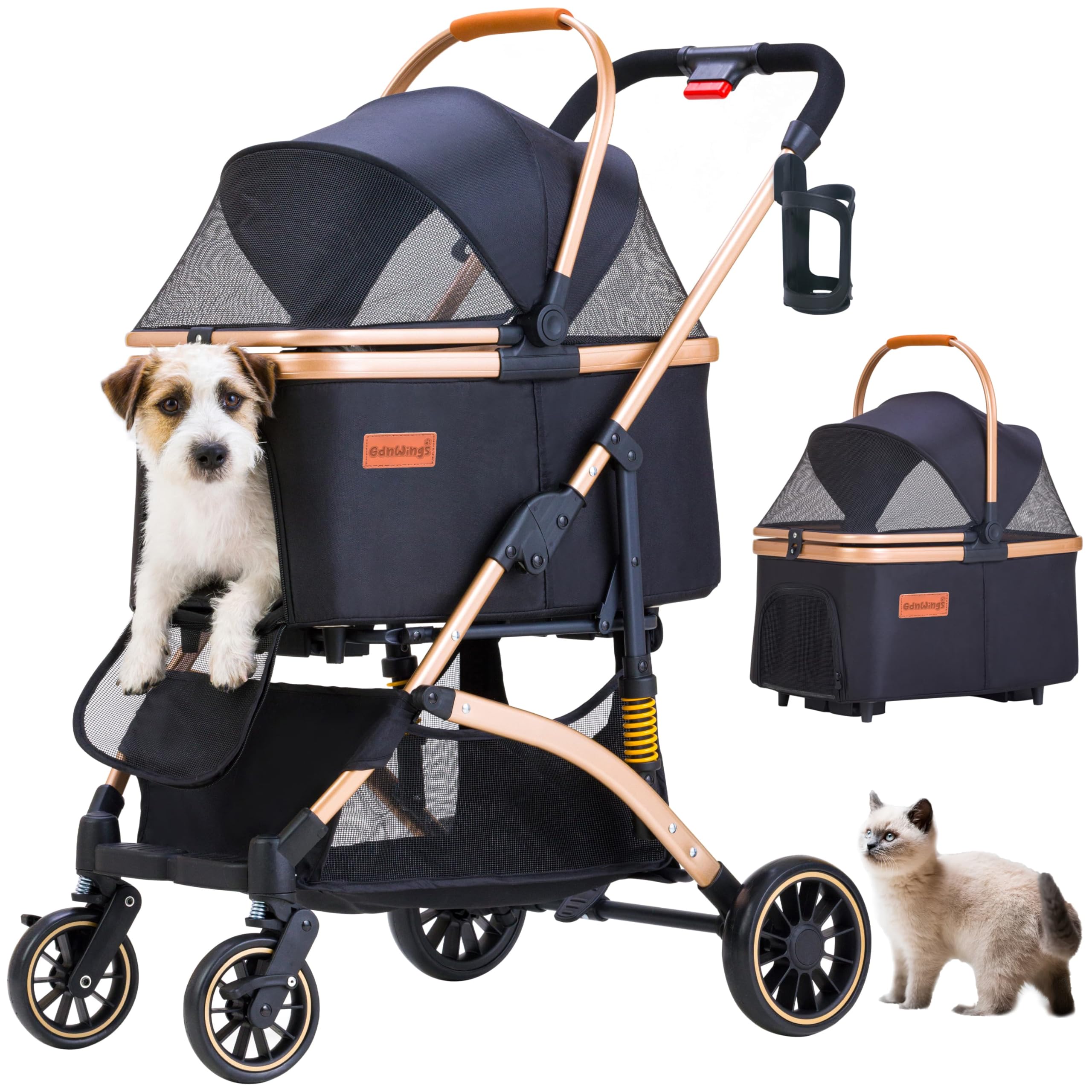 GdnWings Carrito para Mascotas con marco de aluminio ligero, transporte cómodo para perros pequeños.