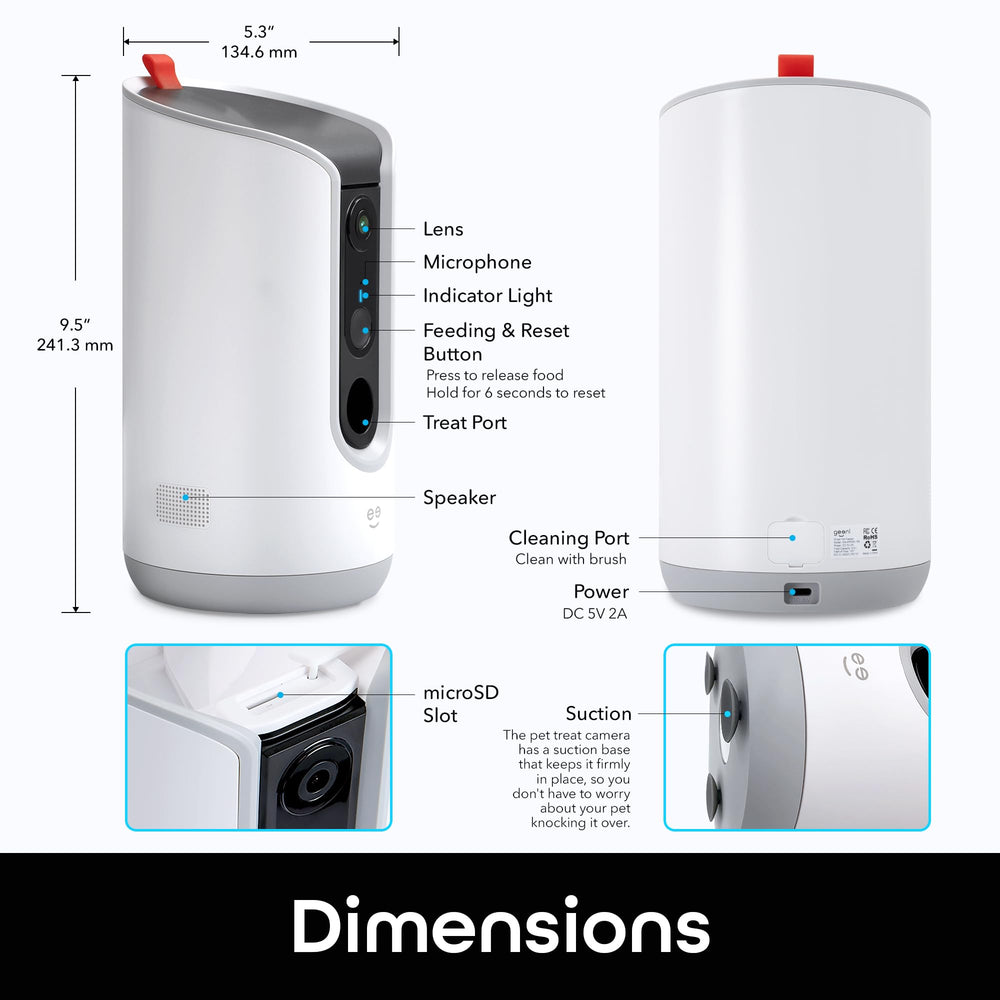 Geeni Pet Treat Dispenser, diseño blanco elegante para hogar moderno.
