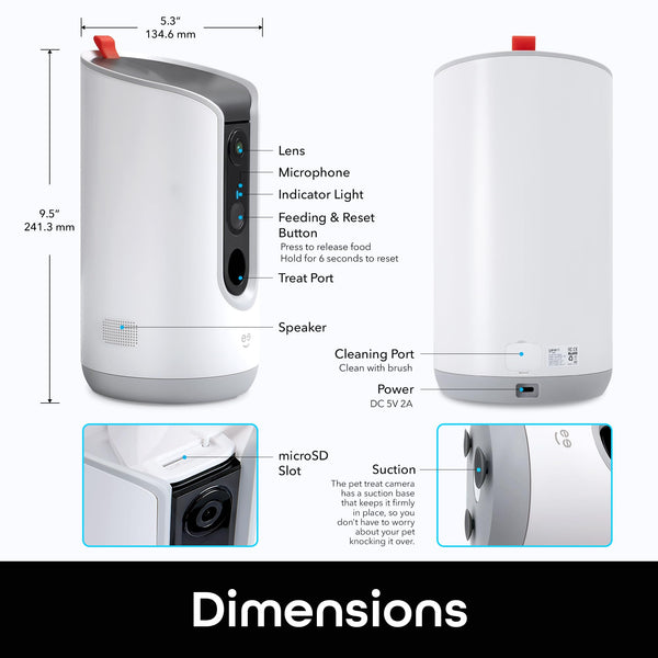 Geeni Pet Treat Dispenser, diseño blanco elegante para hogar moderno.