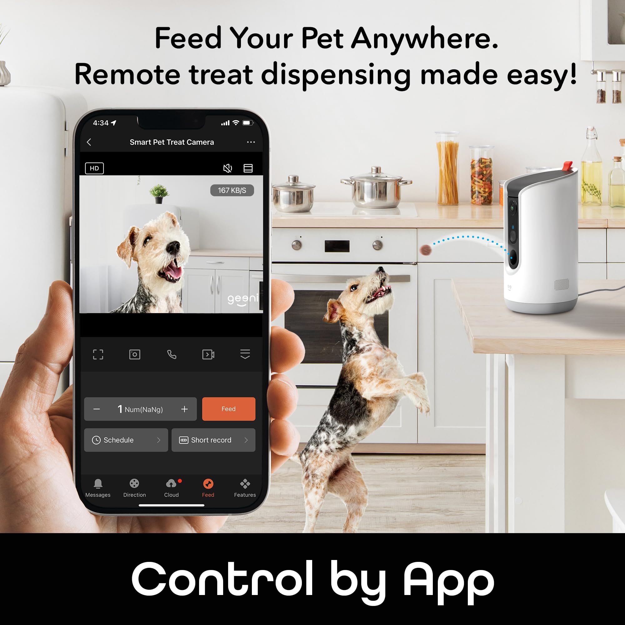 Geeni Pet Treat Dispenser, dispensador de snacks 0.5 L para alimentar a tus mascotas.