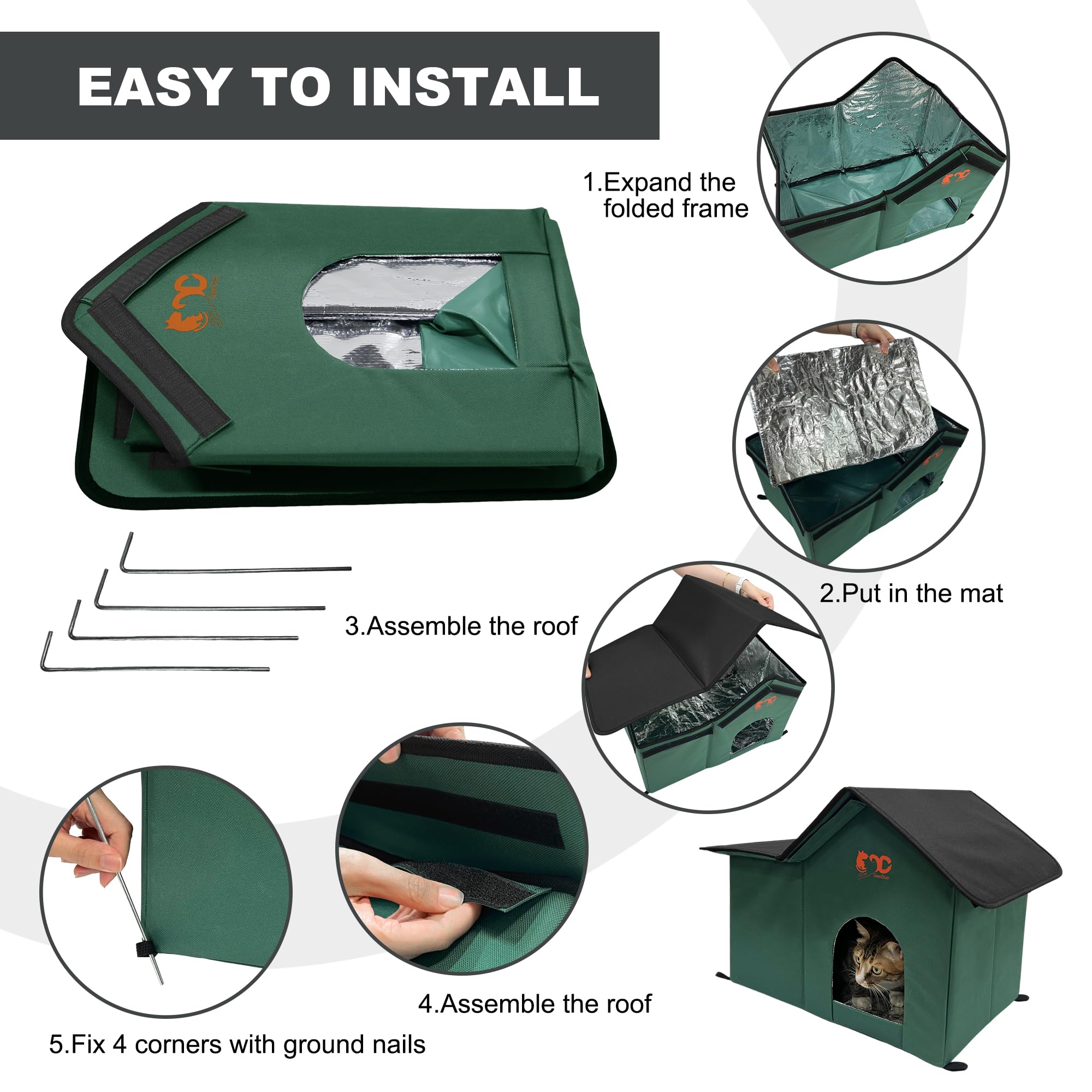 GeerDuo Gato Exterior techo impermeable protege contra lluvia.