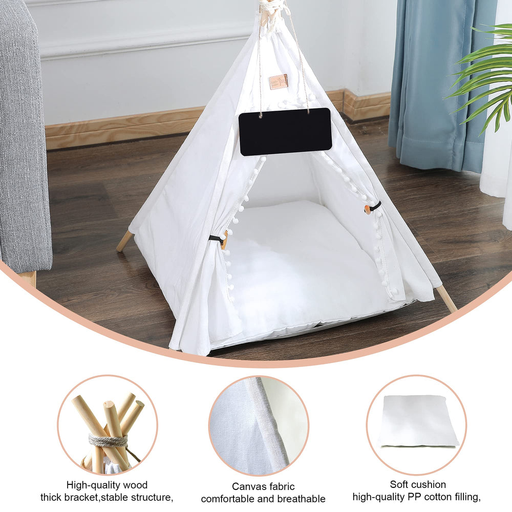 GeerDuo Pet Teepee: cojín cómodo fomenta descanso y juego tranquilo.