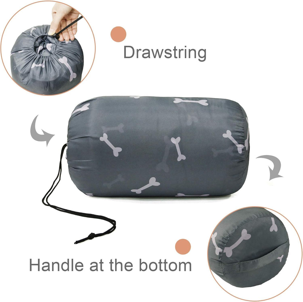 GeerDuo saco dormir para perro, bolsa de almacenamiento incluida para viajar.