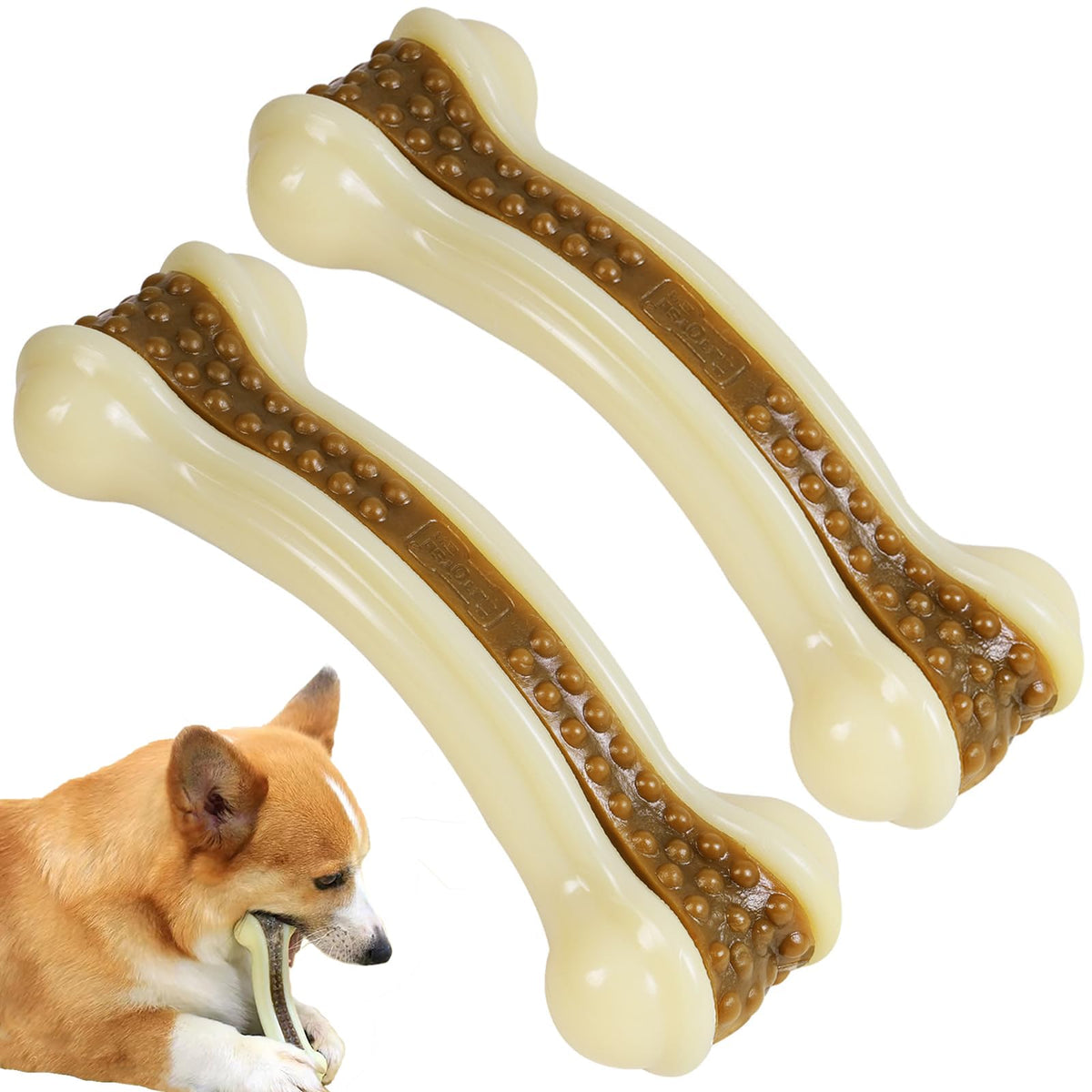 Geeyteek Hueso de nylon duro con sabor ternera, ideal para masticación sostenida