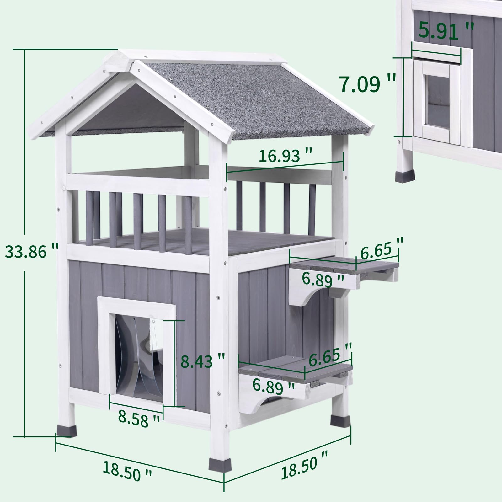GEGURI casa-gatos-exterior-madera-fir: estructura segura y natural para mascotas