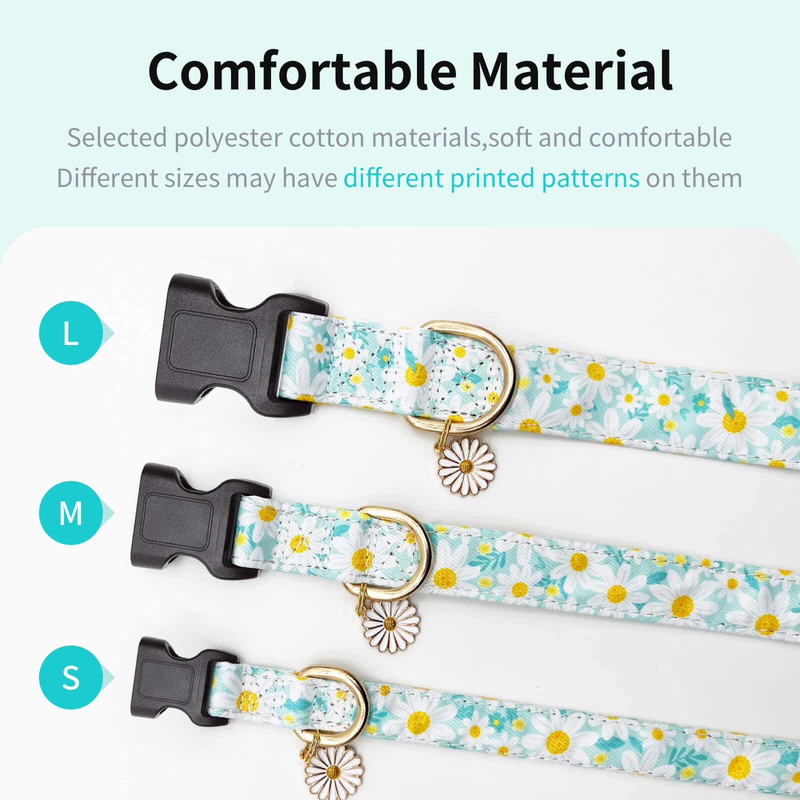 Gelwoo collar Margarita cian ajuste, cómodo para perros de cualquier tamaño