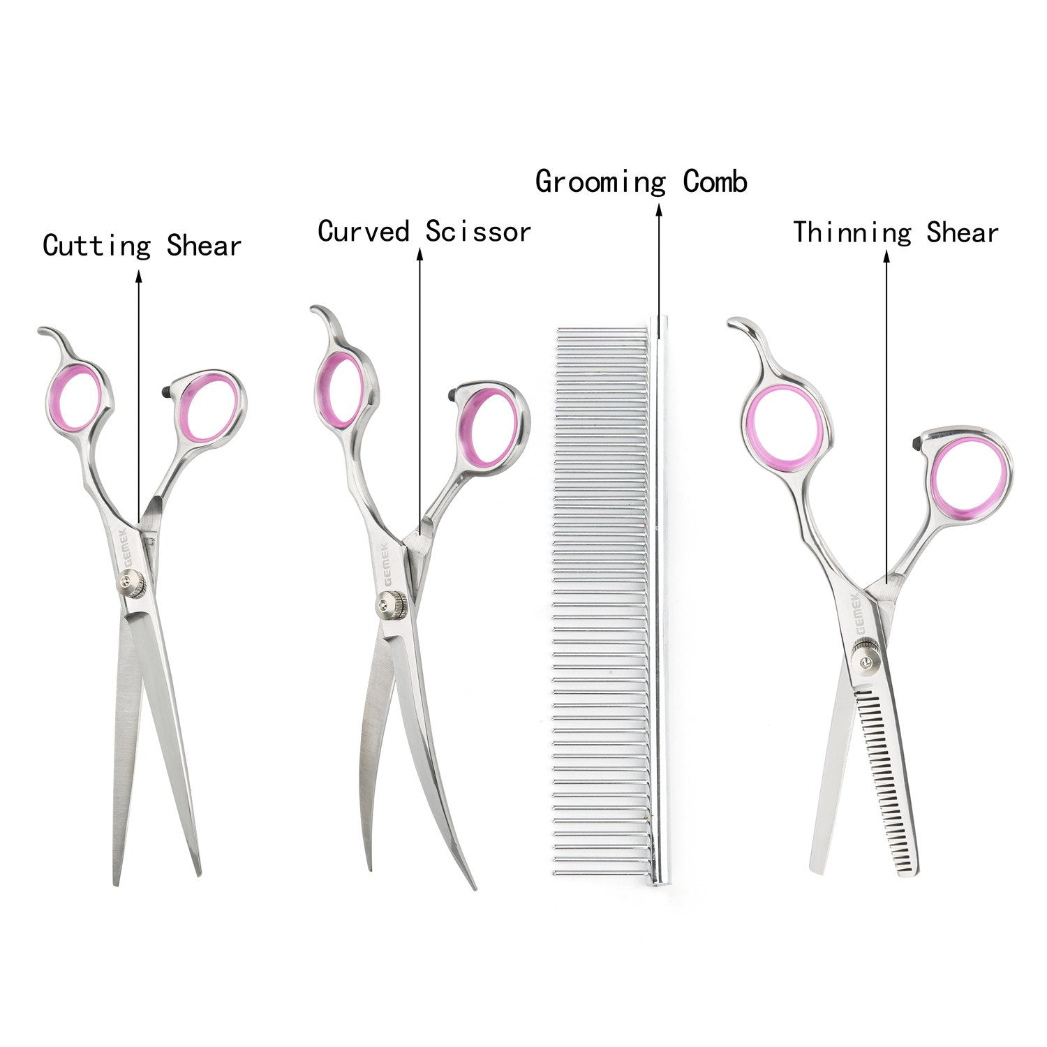 Tijeras GEMEK curvas para borde y acentos, peinado uniforme.