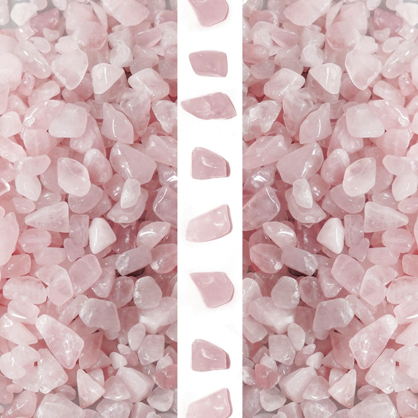Gemshan chips cuarzo rosa 7-9 mm para decoración y acuario.