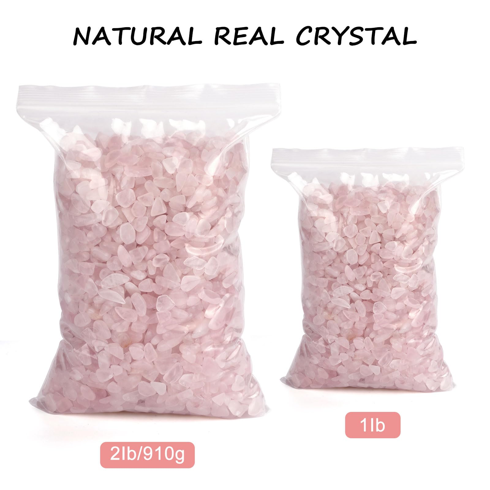 Gemshan pedacitos cuarzo rosa para plantas, añade textura natural.