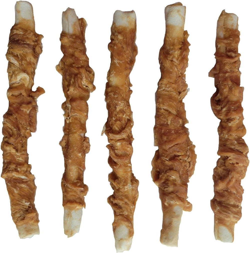 Generic: Paquete de premios para perros con 20 rollos de cuero crudo de pollo