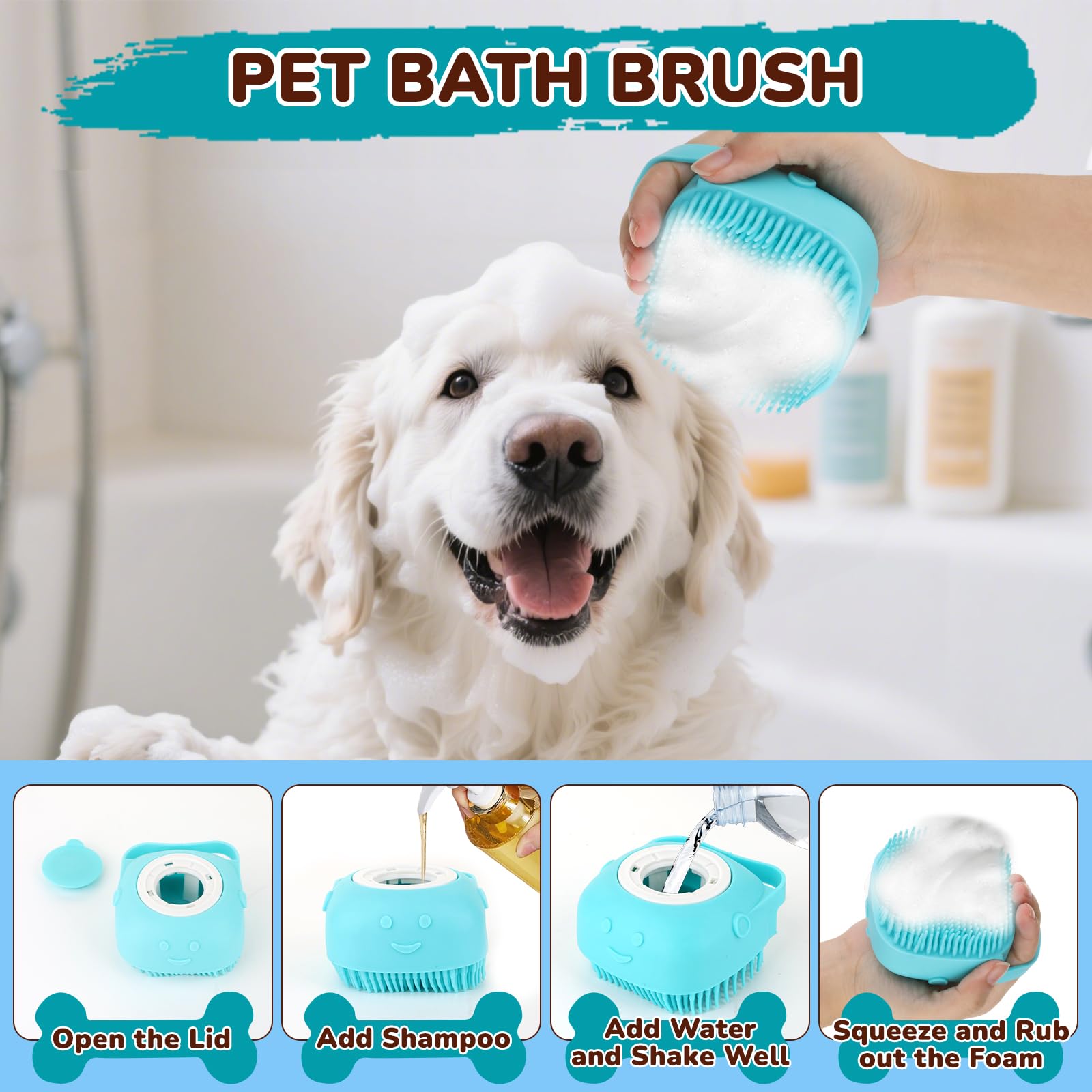 Cepillo de baño de Generic para mascotas, limpieza cómoda y suave.