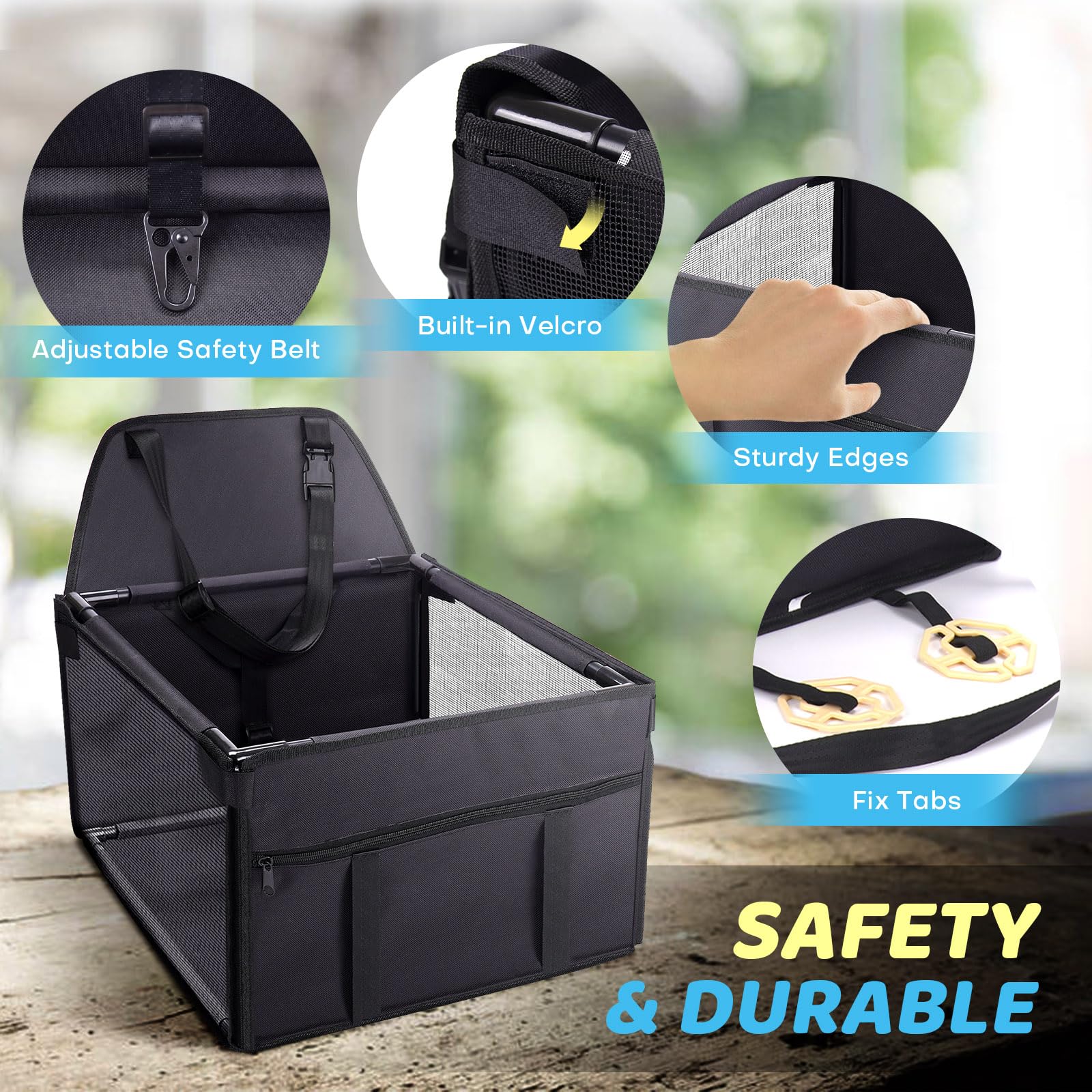 GENORTH asiento para perro en coche, correa ajustable con gancho metálico.