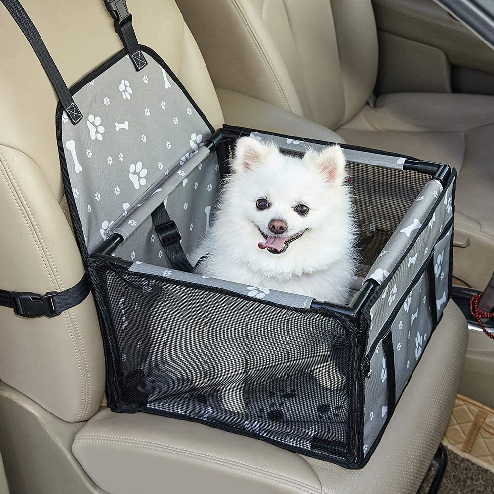 GENORTH Asiento coche para perros pequeños, vista frontal, seguro para viajes.