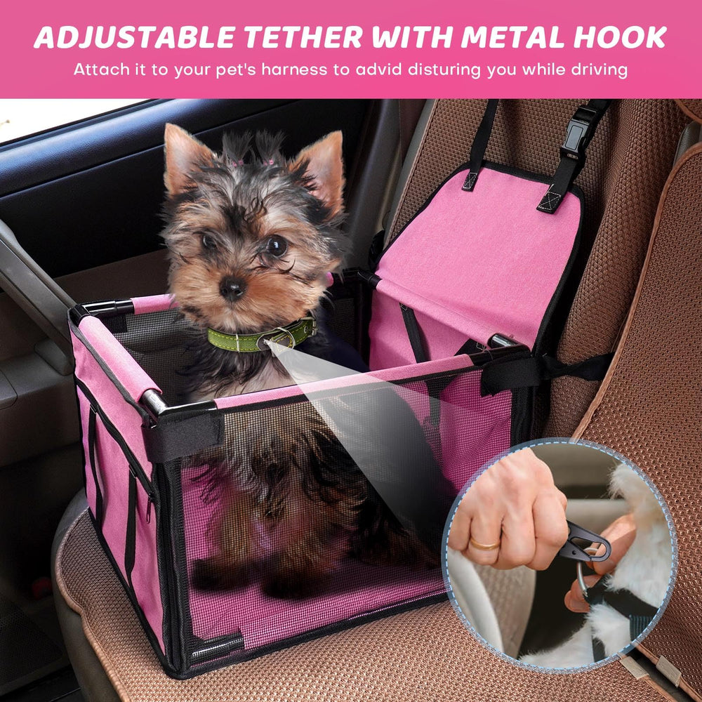 GENORTH correa-clip-metal-ajustable: mantiene a tu mascota segura sin salir del asiento