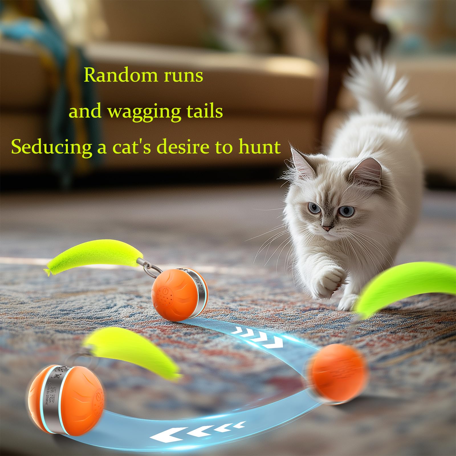 Geojec bola-juguete-interactiva-gatos-juego-interior: apta para mantenerlo activo dentro de casa.