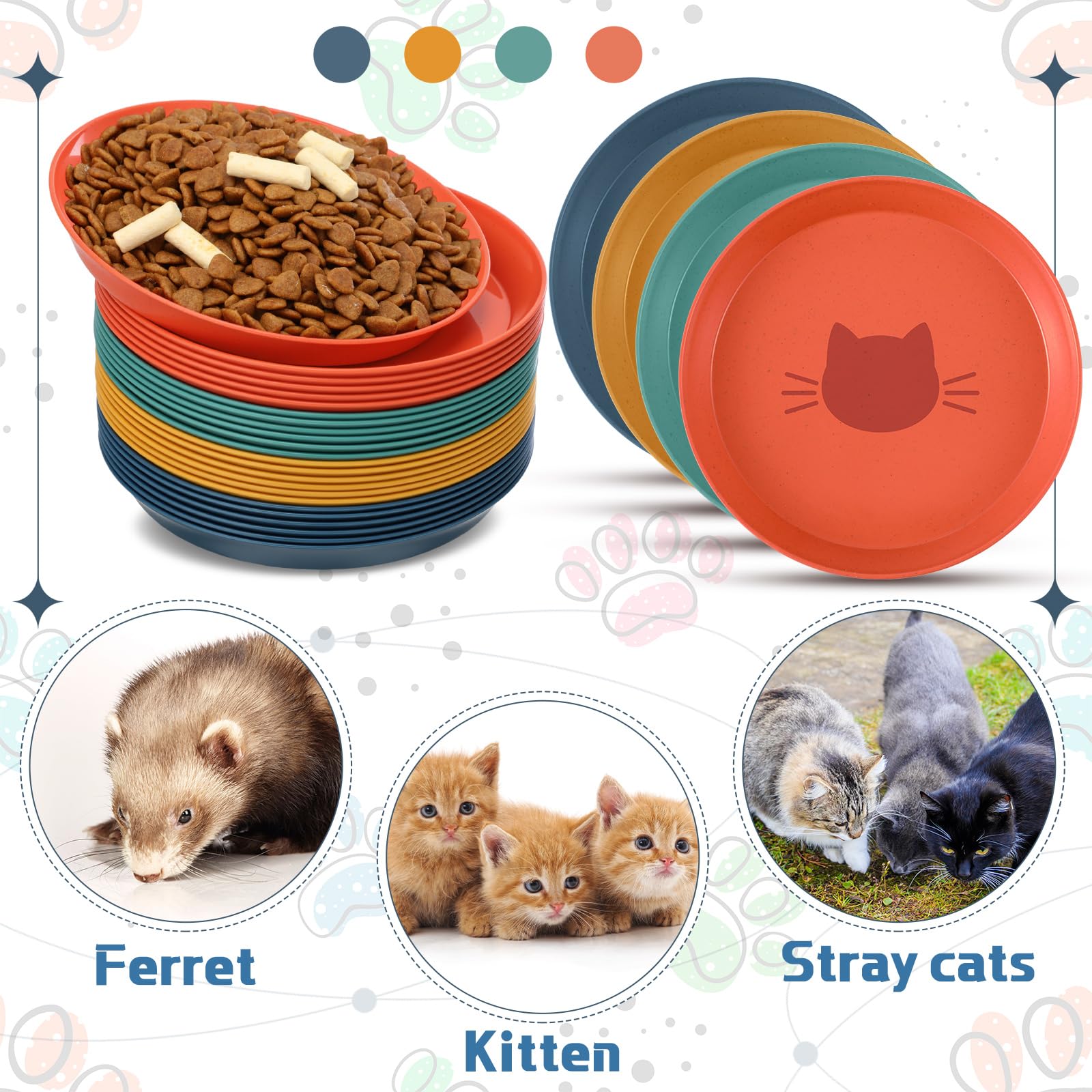 Plato Gerrii apilable de 6 pulgadas para gato, ahorro de espacio en cocina.