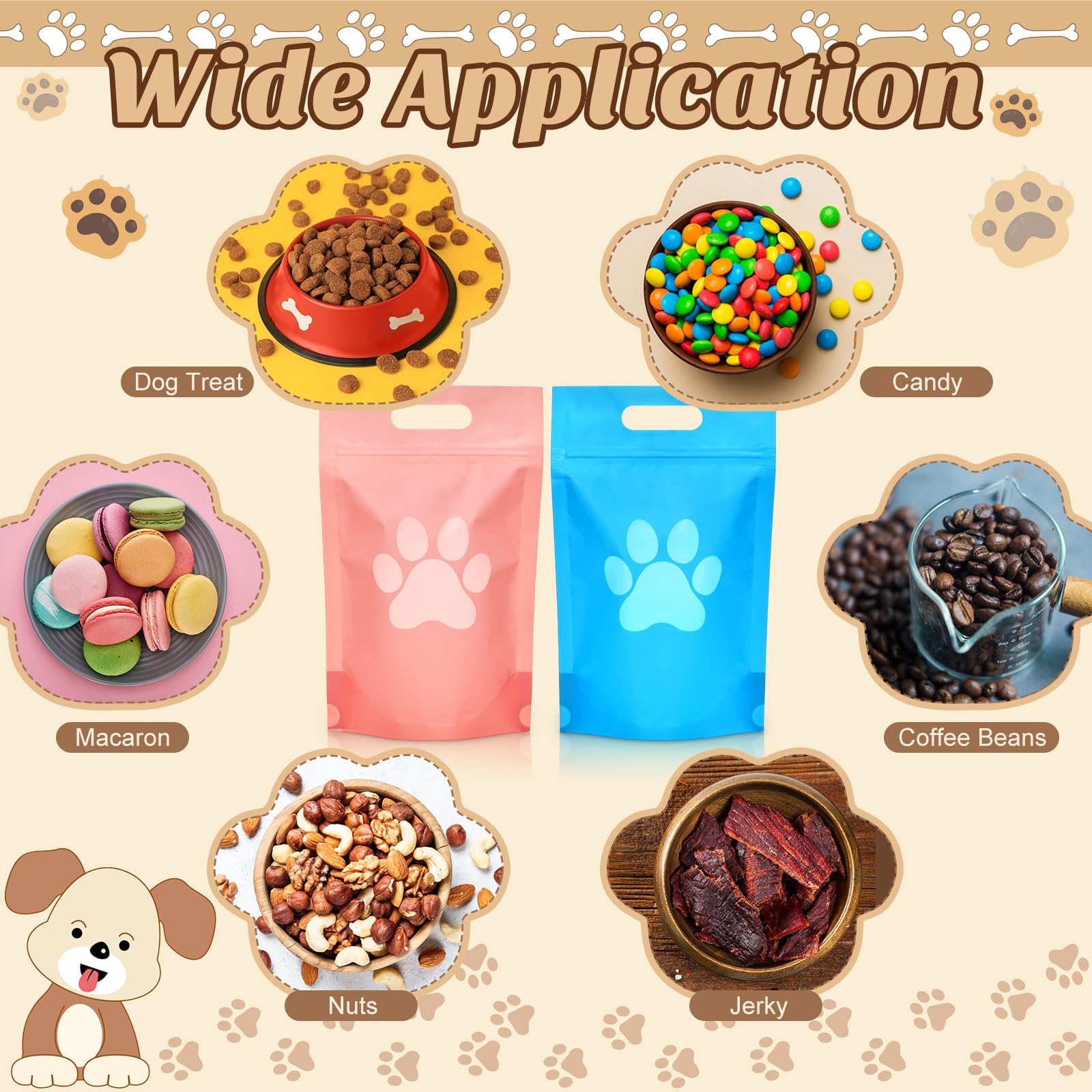 Bolsas Gersoniel para fiestas caninas, fáciles de rellenar y sellar.
