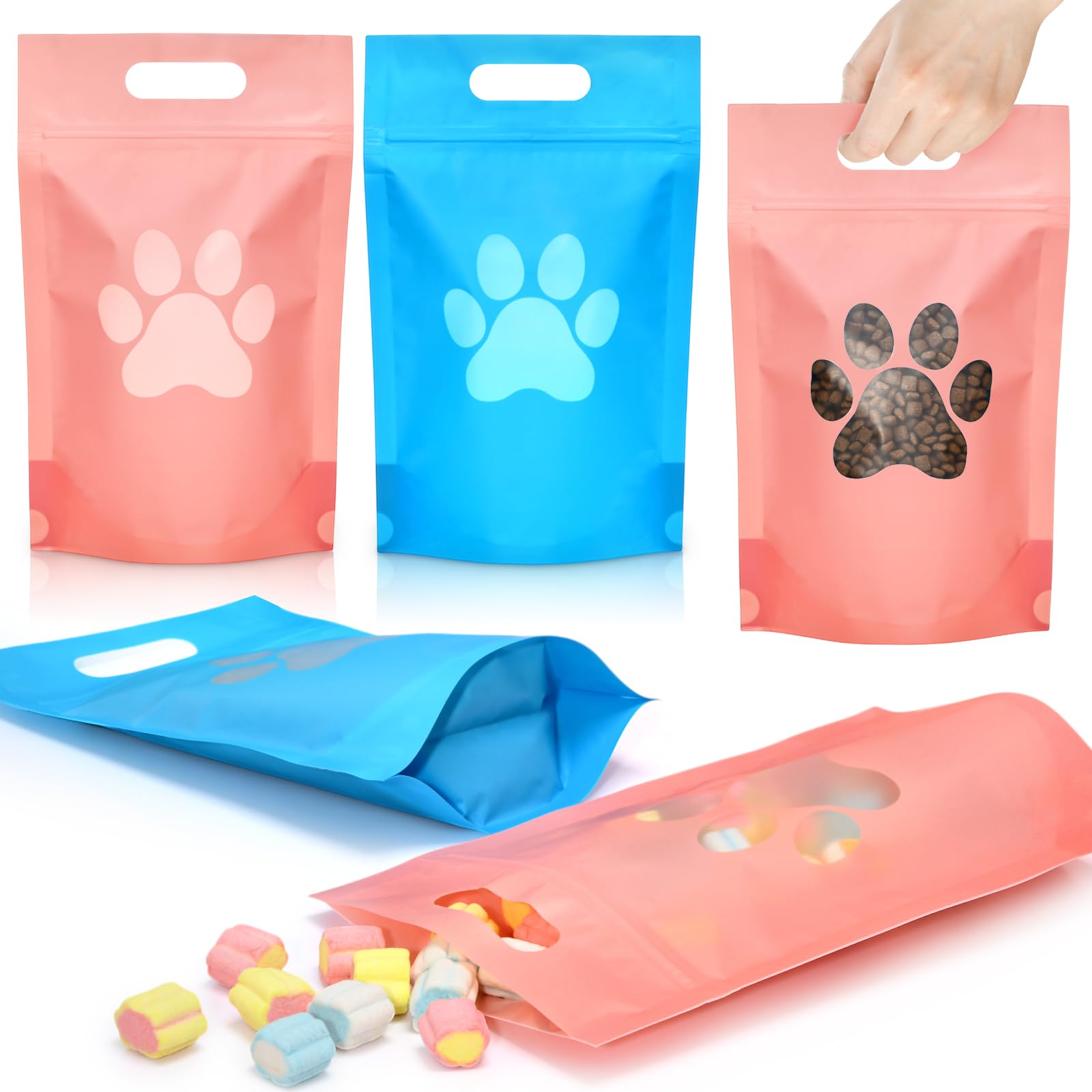 Bolsas de Gersoniel con ventana en forma de pata para exhibir premios caninos.