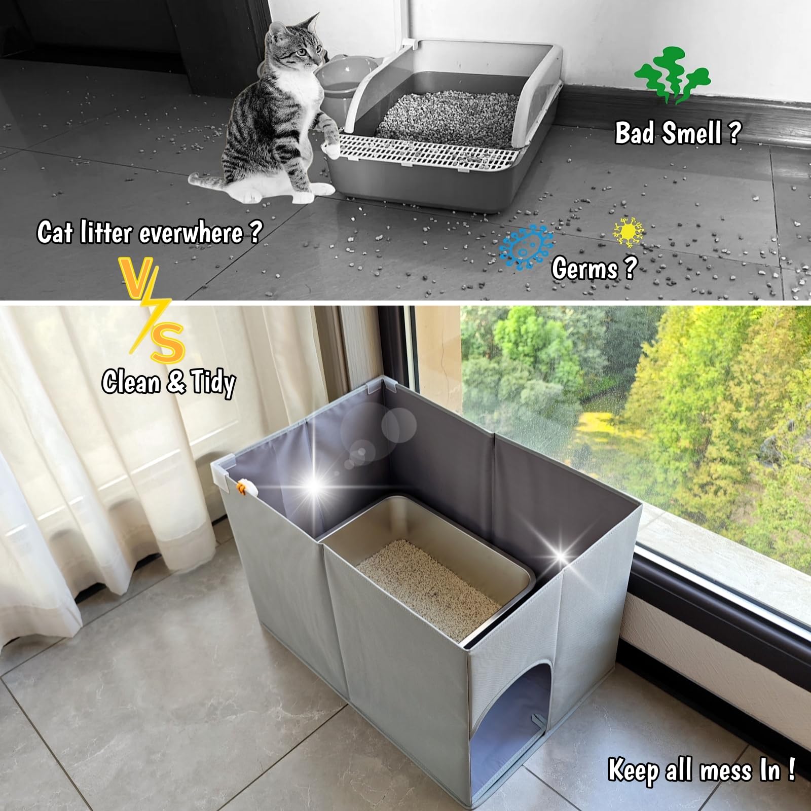 Gesomepurrz recinto para gato alto y lateral para mayor privacidad.