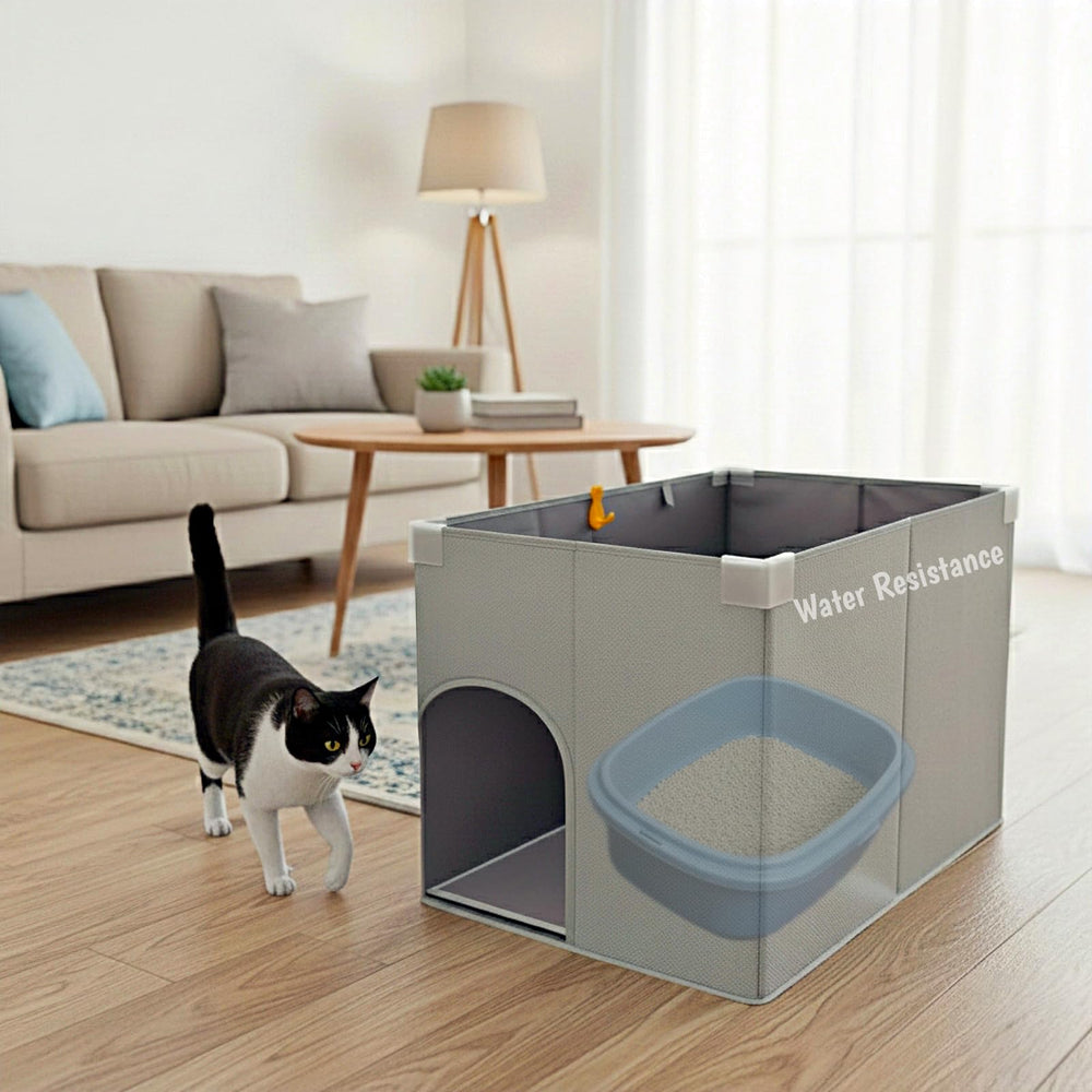 Gesomepurrz recinto para caja de arena con protección frente a perros.