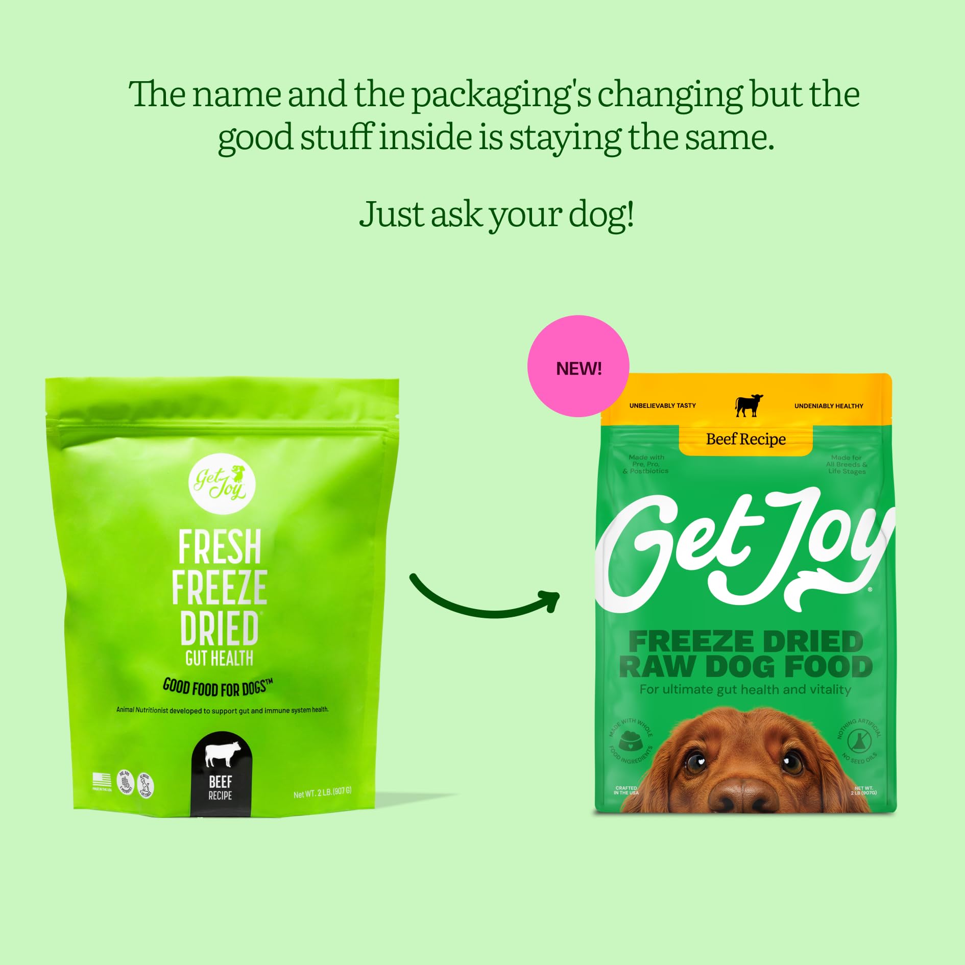 Get Joy alimento para perros sin granos, fácil de mezclar