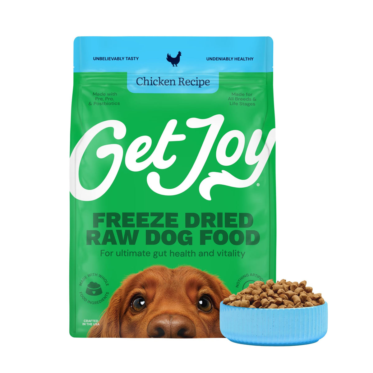 Get Joy al alimento pollo en bolsa 32oz, práctico para alimentar