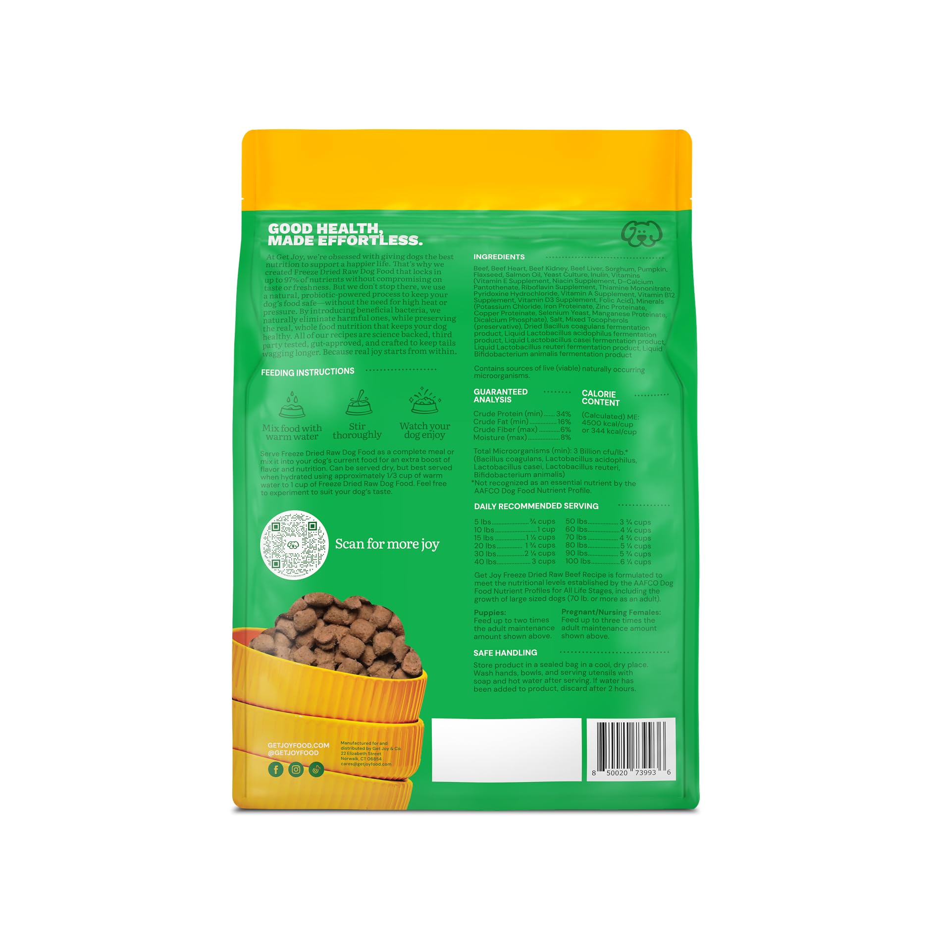 Get Joy probióticos en etiqueta, apoyo digestivo para perros