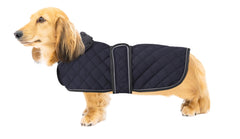Geyecete chaqueta para perro salchicha, vista frontal, protege del frío y la lluvia
