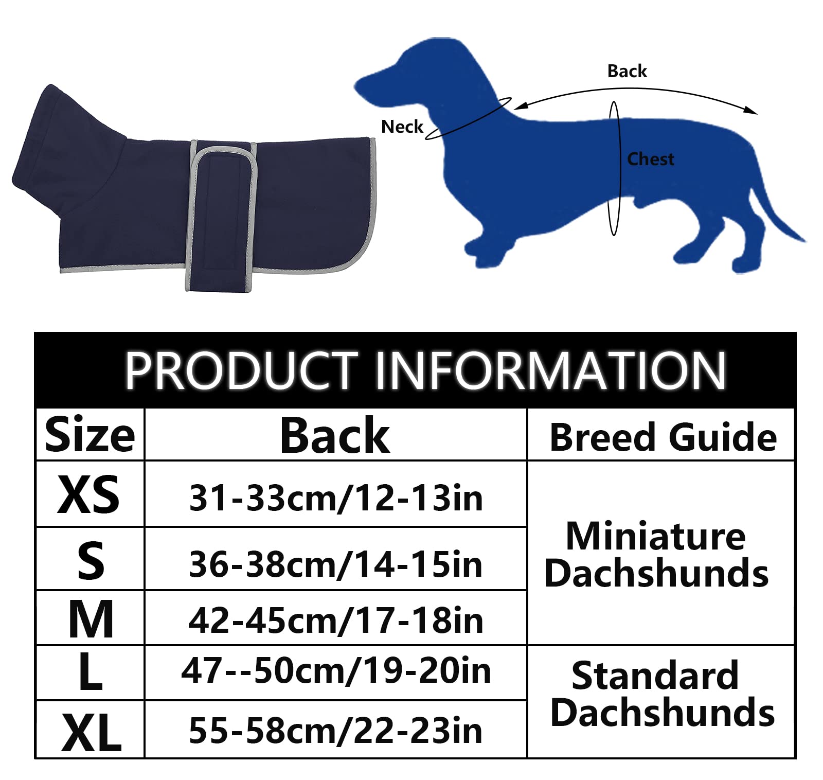 Geyecete abrigo dachshund con ranura para correa integrada.