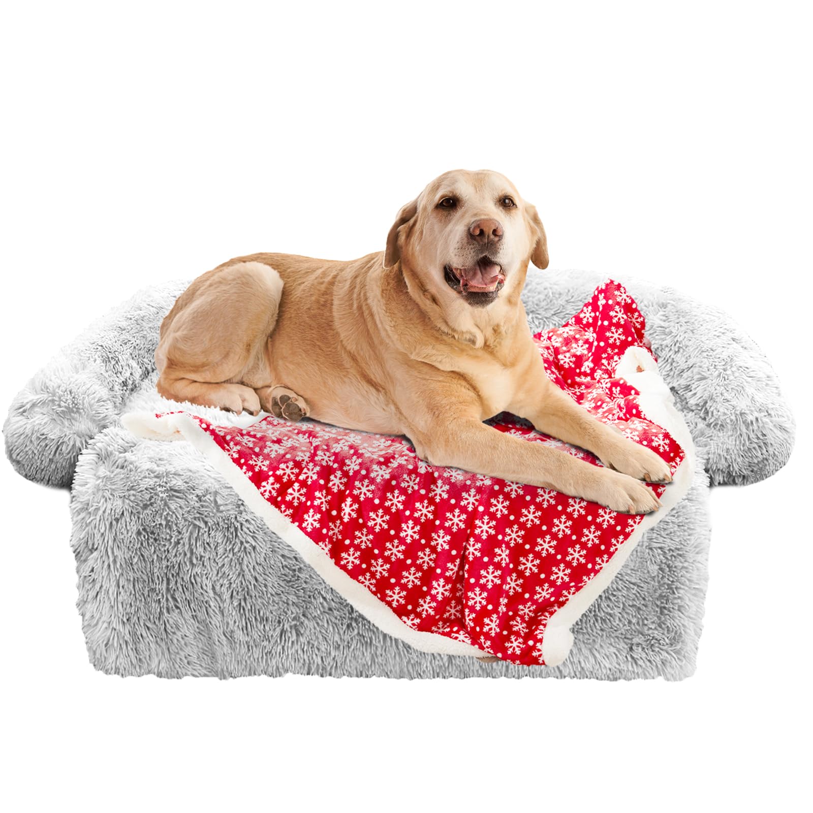 GGIB cama calmante para perros con bordes elevados ofrece soporte para cabeza y cuello.