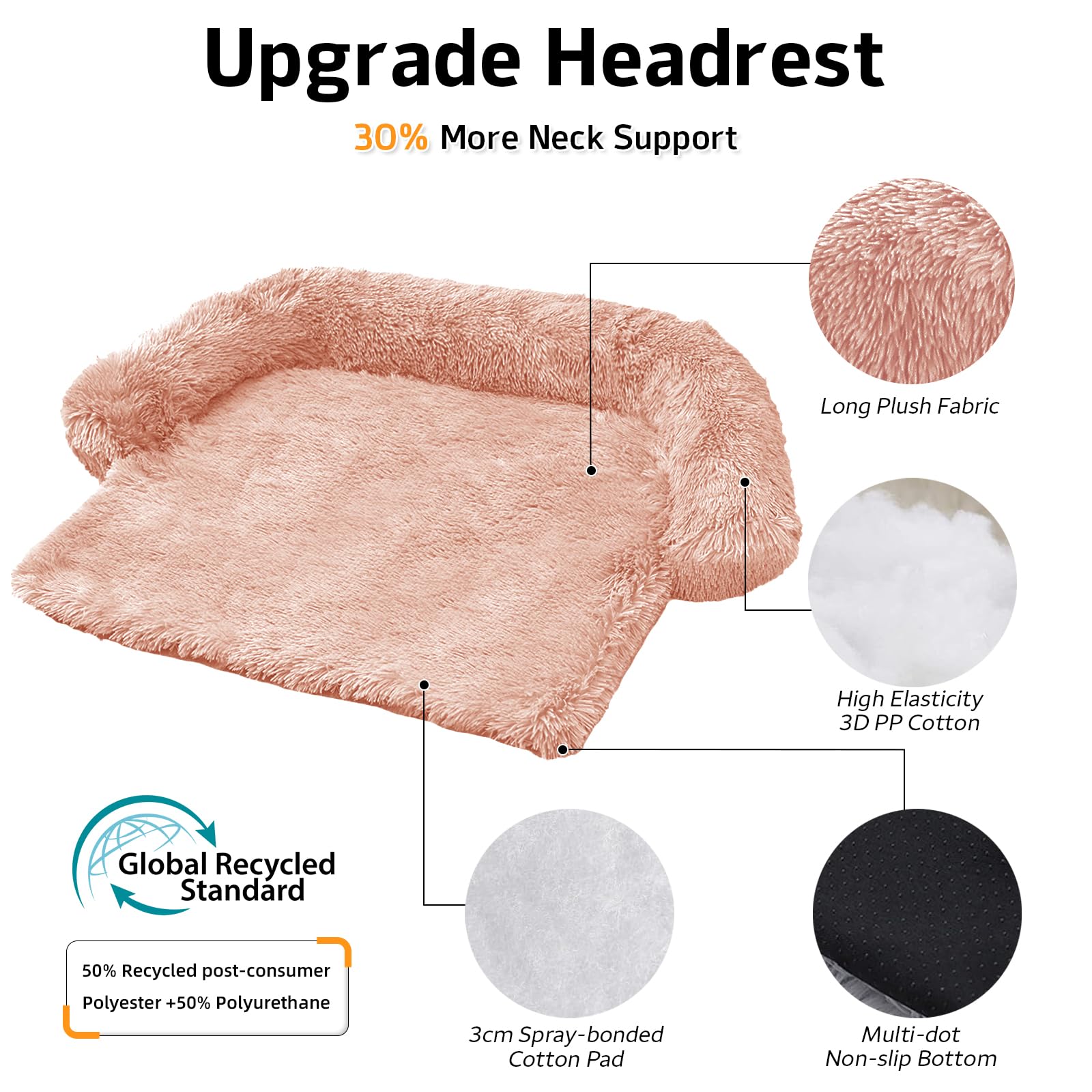 GGIB cama con bordes ergonómicos en rosa para apoyo de cabeza