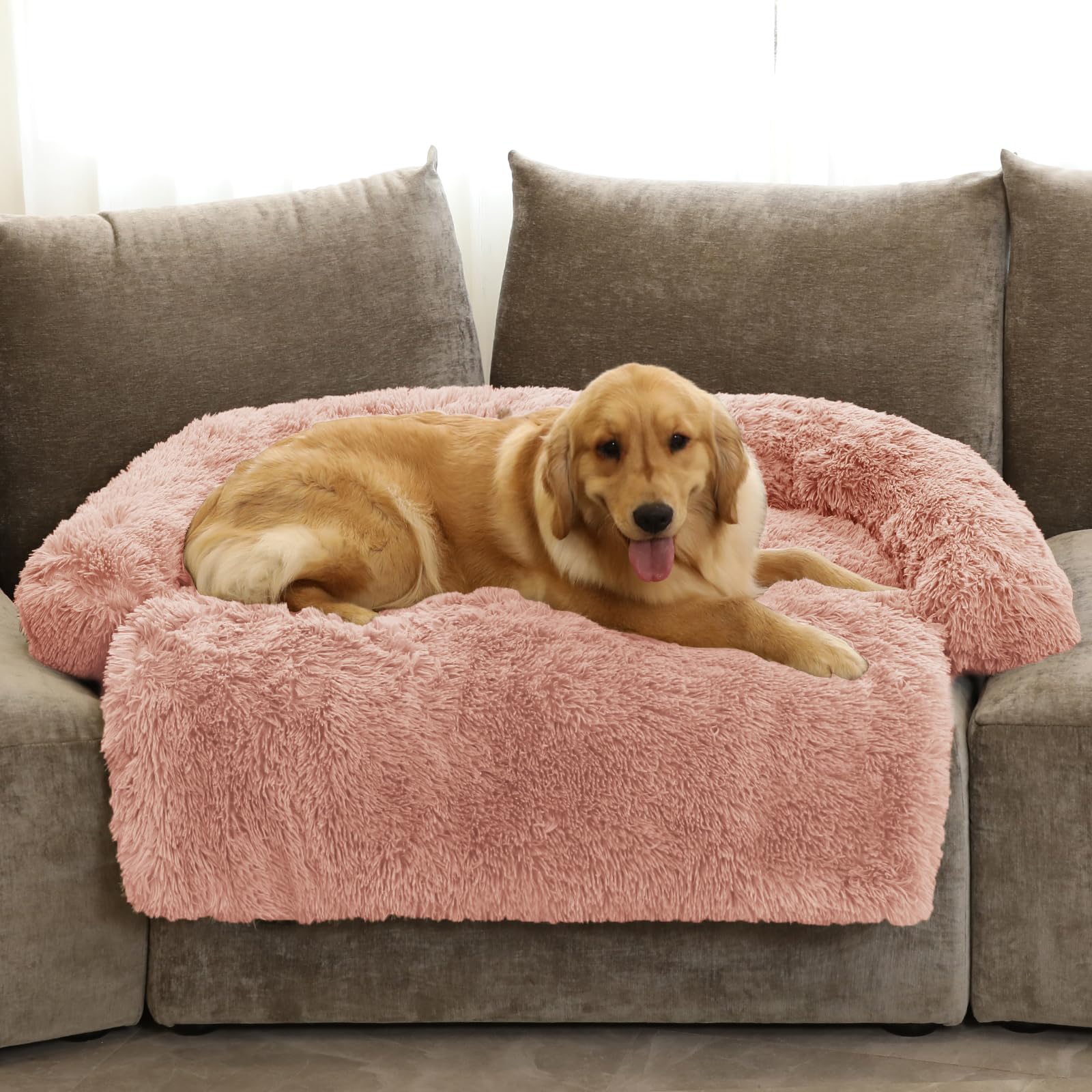 Cama GGIB para perros, rosa, acolchado cómodo y 53x39x6