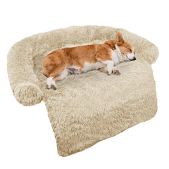 GGIB Cama Calming de felpa beige para descanso cómodo de perros