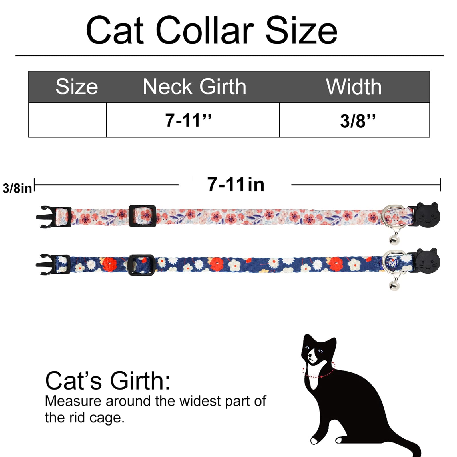 Campanas removibles del collar Giecooh, sonido suave para ubicar al felino.