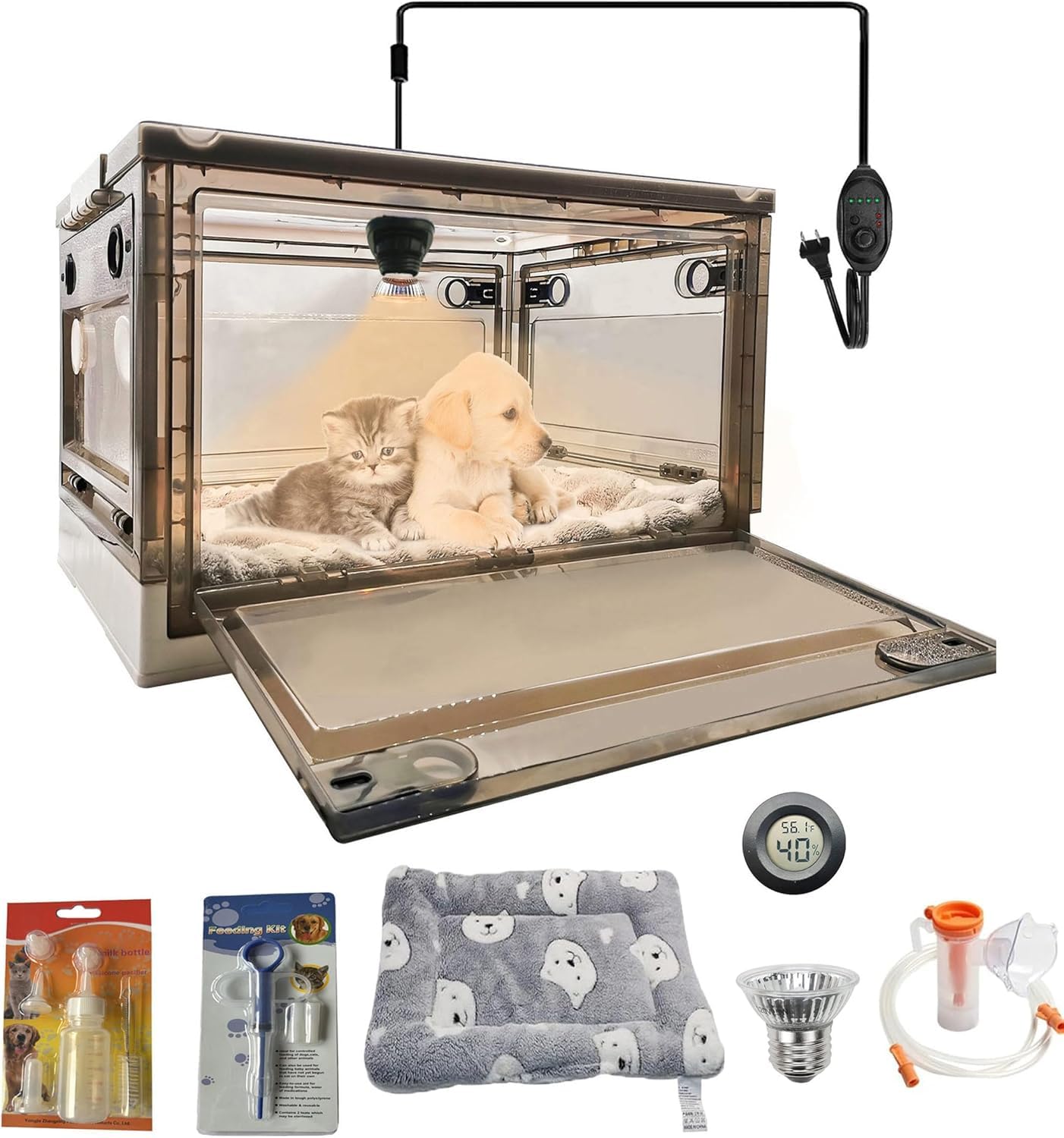 GIFANK incubadora para cachorros con frente transparente para observación y calor suave