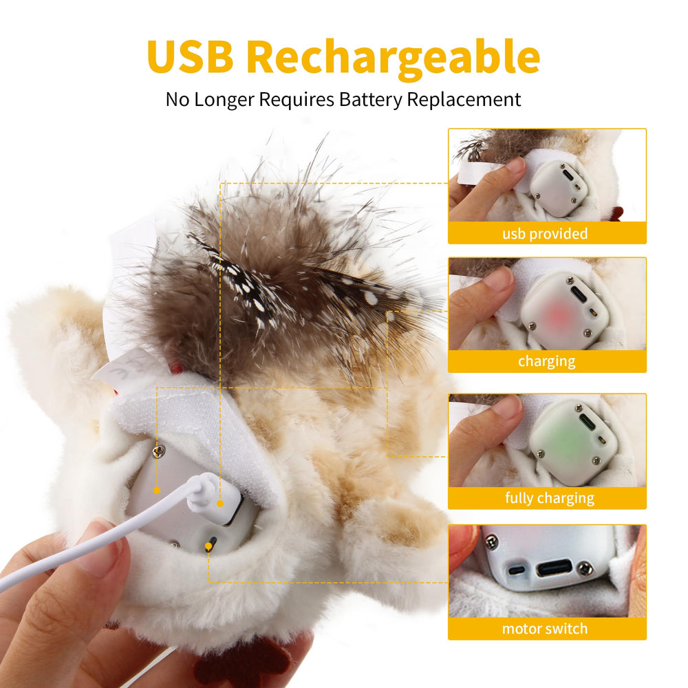 Gigwi Birdie recargable por USB, ahorro de energía durante el juego.