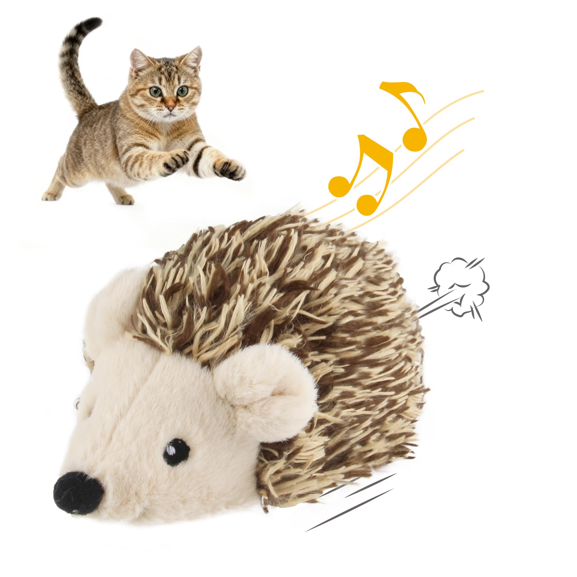 Gigwi erizo interactivo para gatos, movimiento realista y sonido para estimular la caza