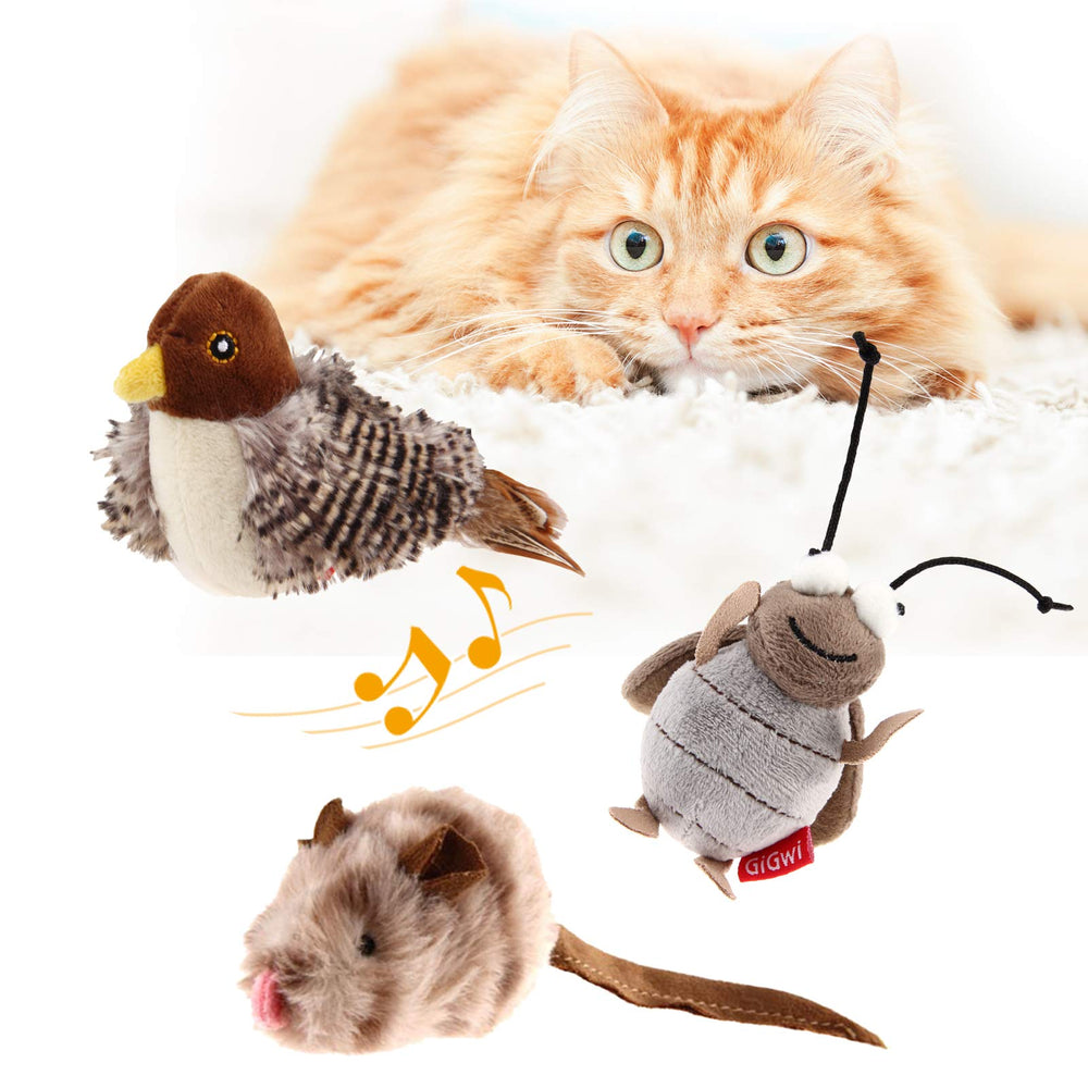 Gigwi pajaro chirriante, juguete interactivo para gatos, estimula la caza en casa.