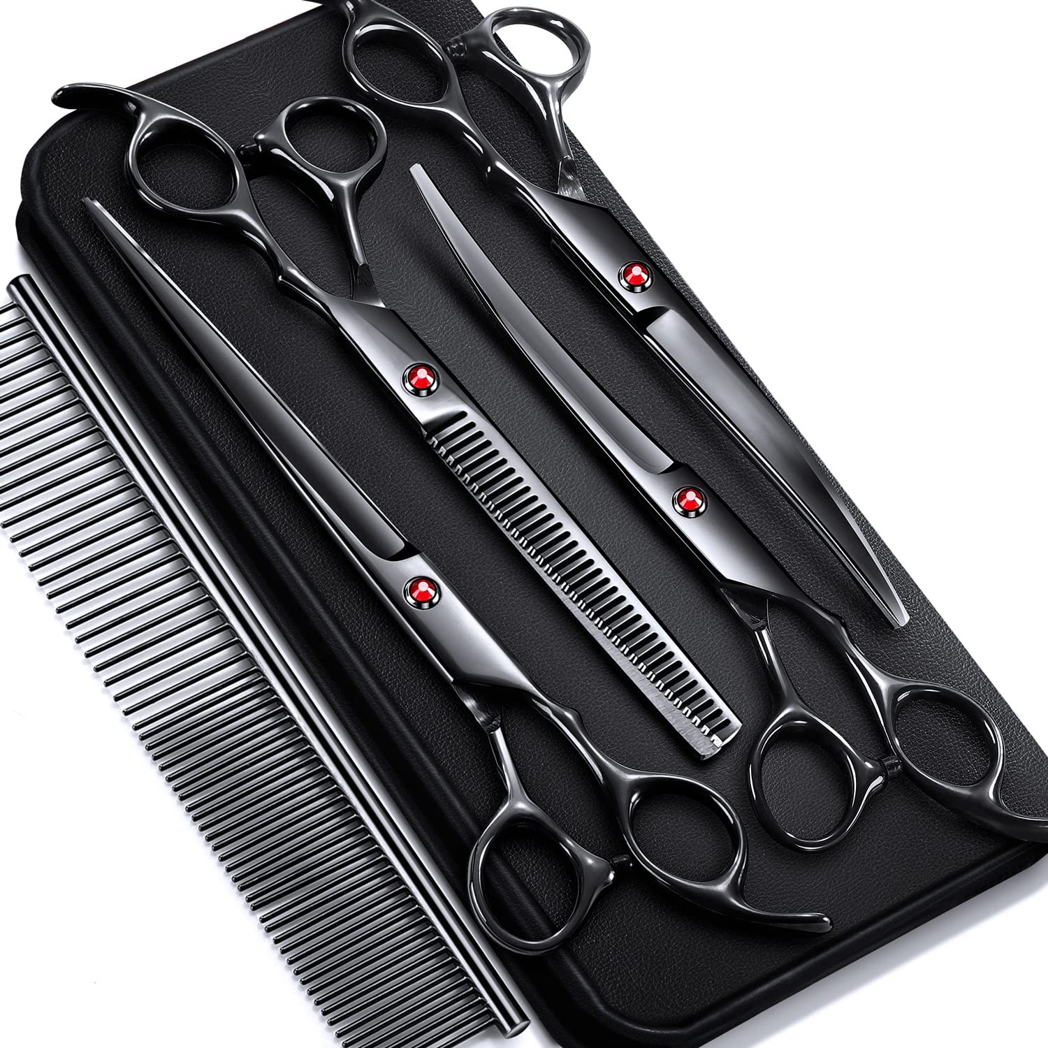 Tijeras Gimars rectas para perros, precisión en cortes limpios y definidos.