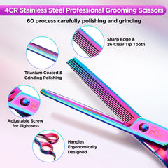 Gimars tijeras con mango ergonómico, comodidad durante sesiones largas de grooming.