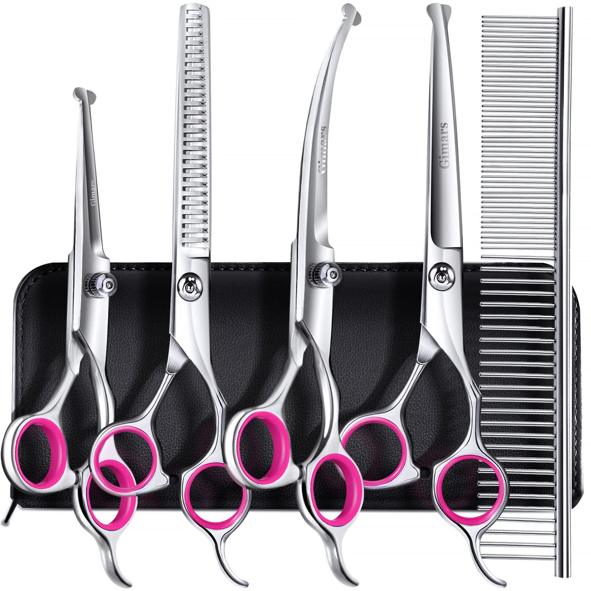 Tijeras Gimars 6 en 1 con corte preciso para mascotas.